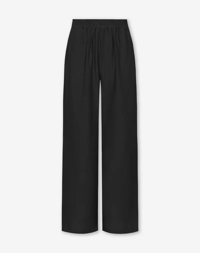 ZAYA VISCOSE STRAIGHT LEG PANTS ZWART