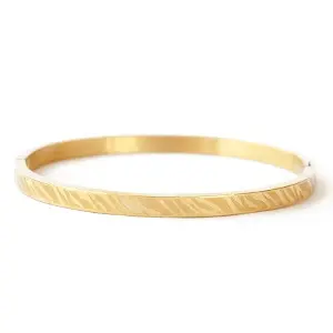 Zebra Print - Lief Label - Bangle Steel Armband - Goudkleurig