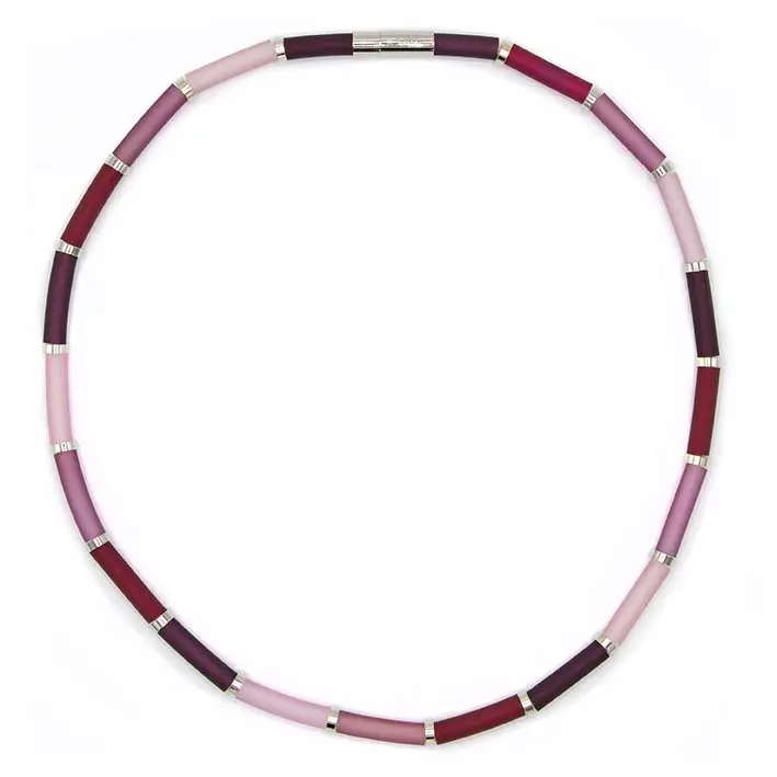 Zero waste ketting Bits & Pieces, fuchsia mix, 1-lijns