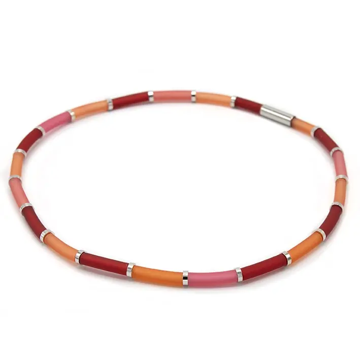Zero waste ketting Bits & Pieces, rood mix, 1-lijns