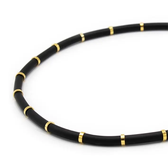 Zero waste ketting Bits & Pieces, zwart met goud, 1-lijns