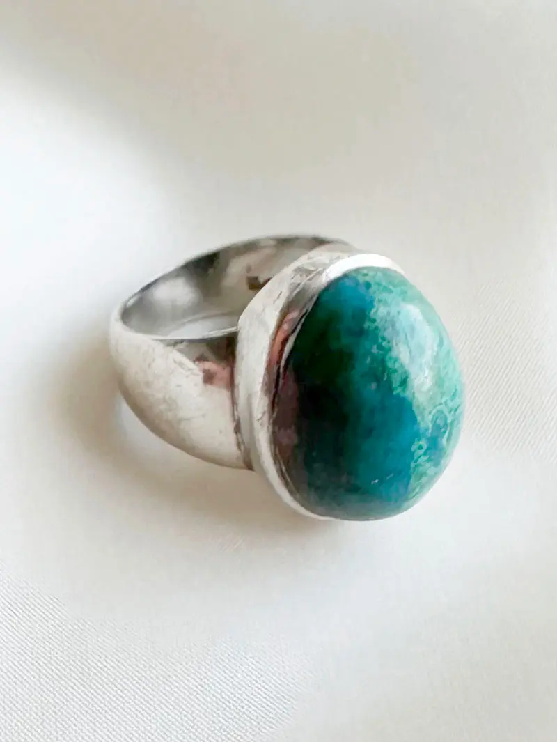 Zilveren ring met chrysocolla