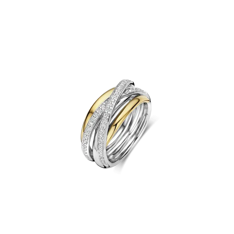Zirconia Bicolor Crossover Ring - M model