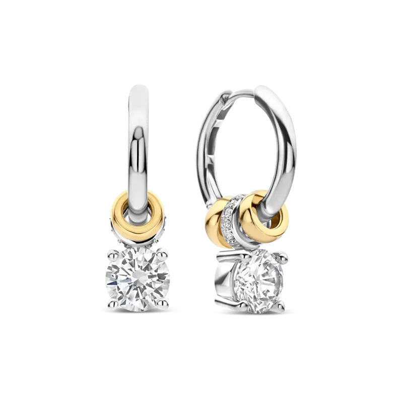 Zirconia Charm Hoops