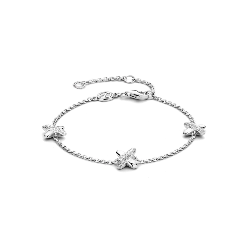 Zirconia Cross Bracelet Silver