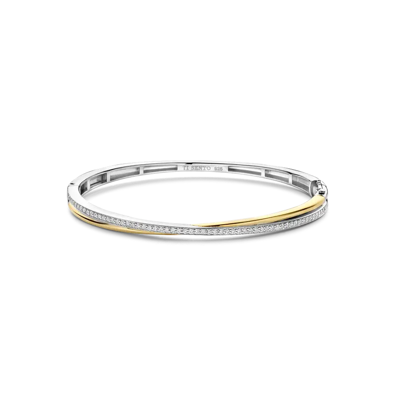Zirconia Crossover Bangle Bicolor