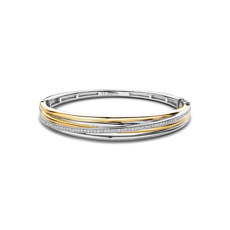 Zirconia Crossover Bangle Bicolor