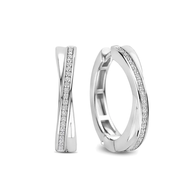 Zirconia Crossover Hoops Silver