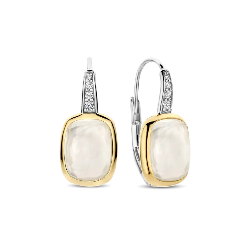 Zirconia Cushion Earrings with pearl