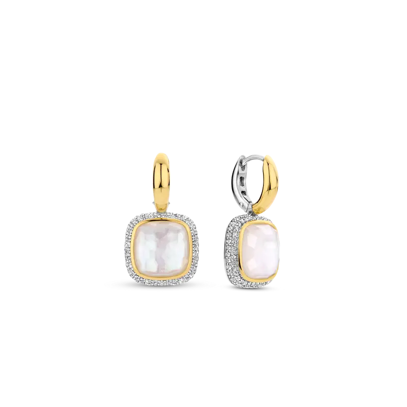 Zirconia Cushion Earrings with pearl