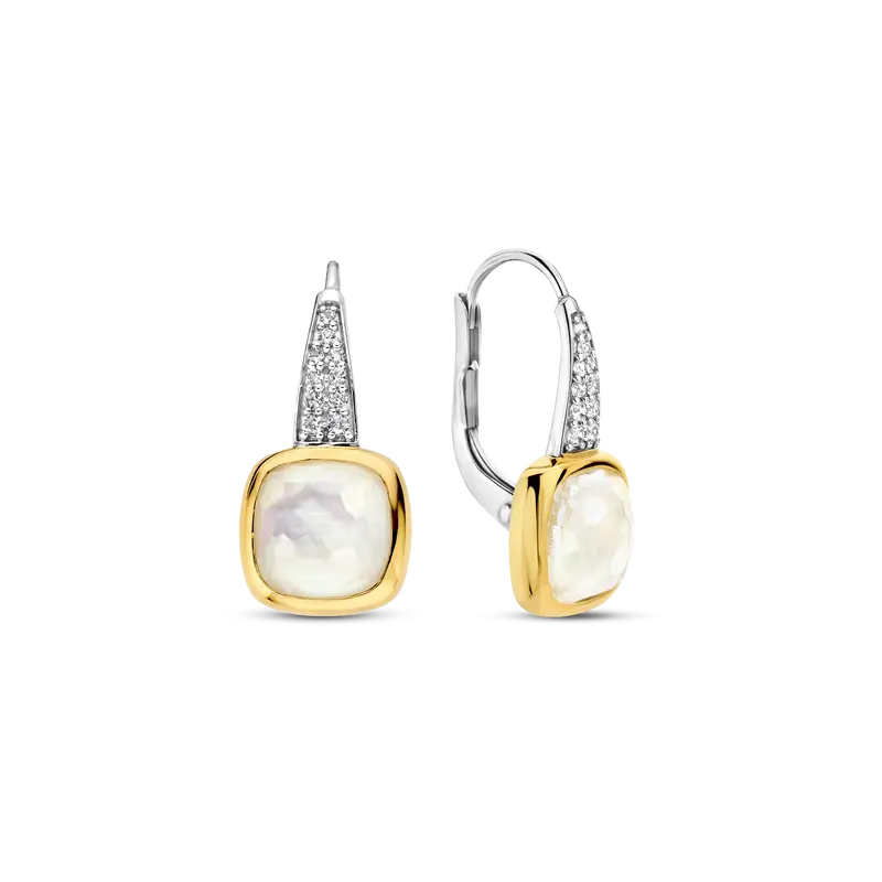 Zirconia Cushion Earrings with pearl