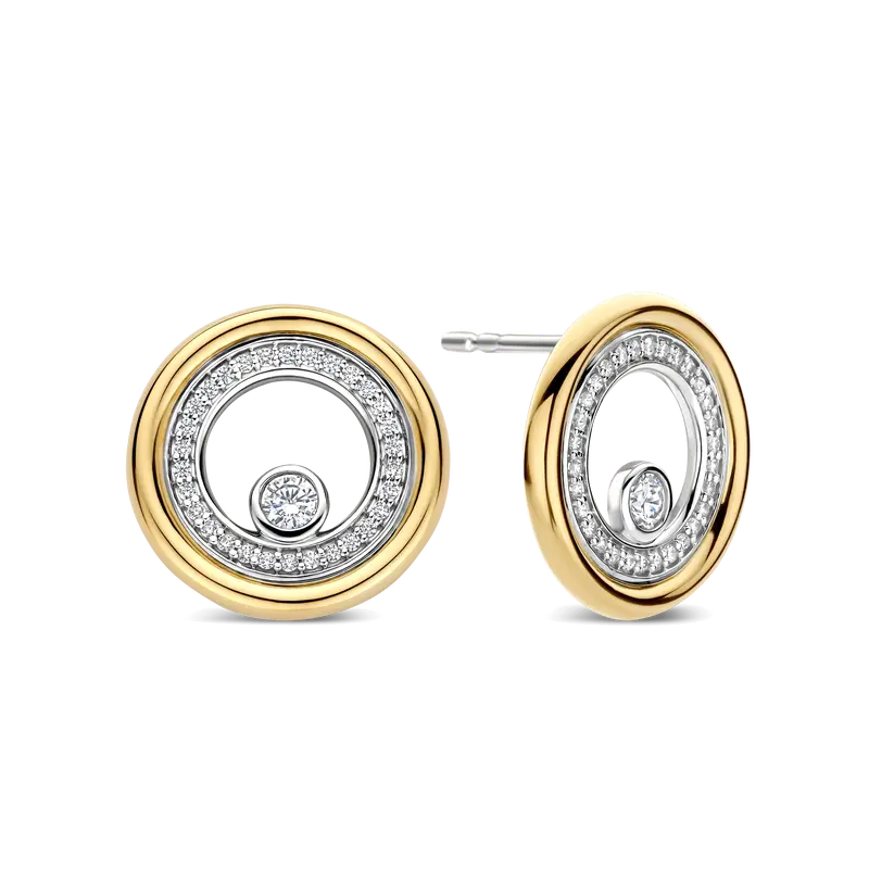 Zirconia Double Circle Earrings