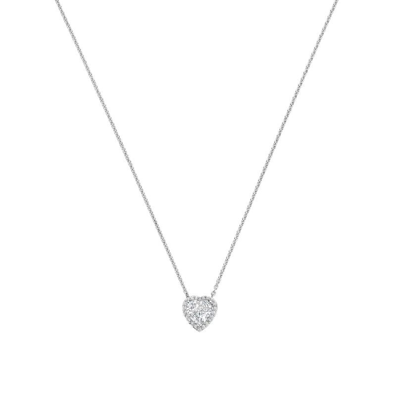 Zirconia Heart Necklace Silver