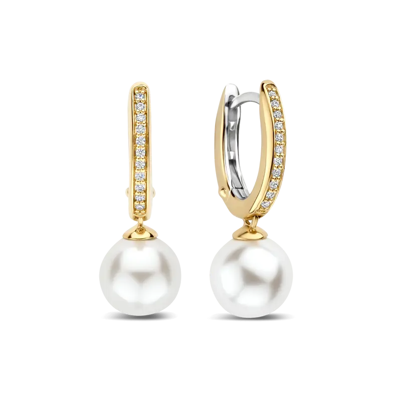 Zirconia Pearl Hoops Gold Vermeil