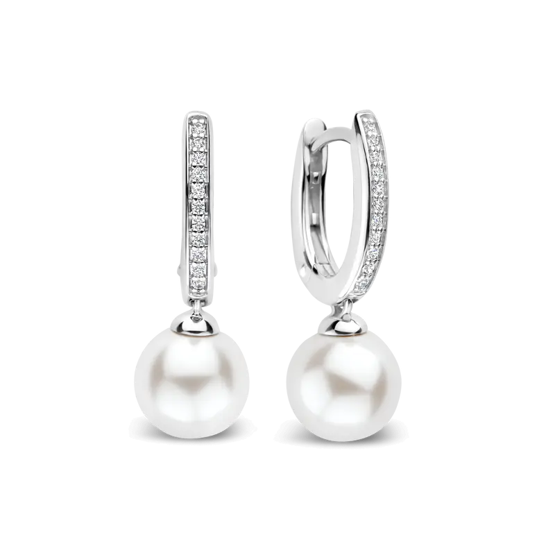 Zirconia Pearl Hoops Silver