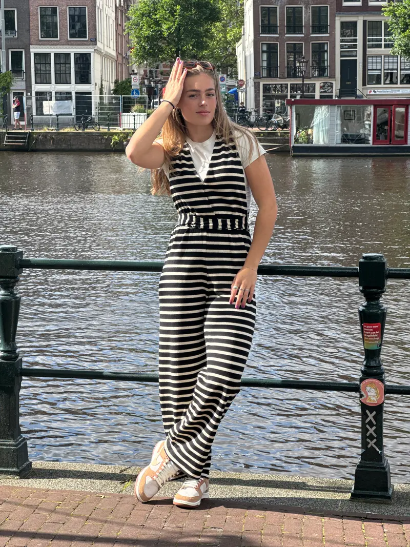 zwart/wit gestreept jumpsuit