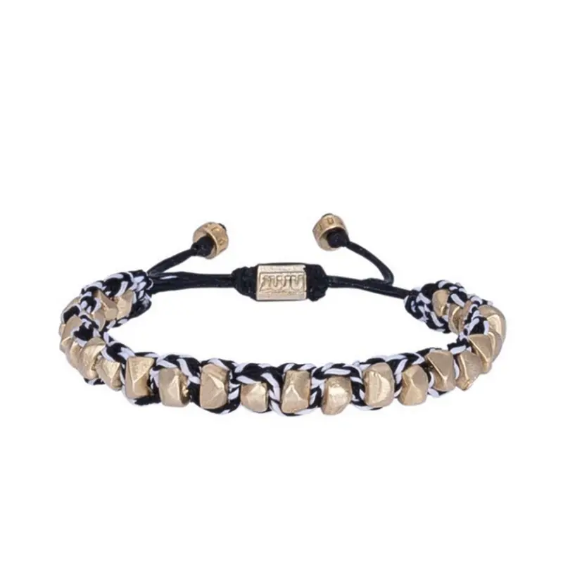 Zwart-witte stenen armband met koord
