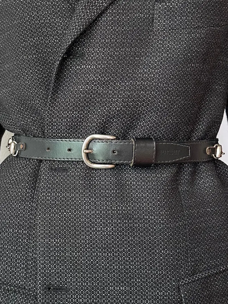 Zwarte leren ceintuur met bitjes