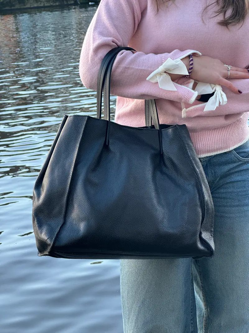 zwarte leren tas