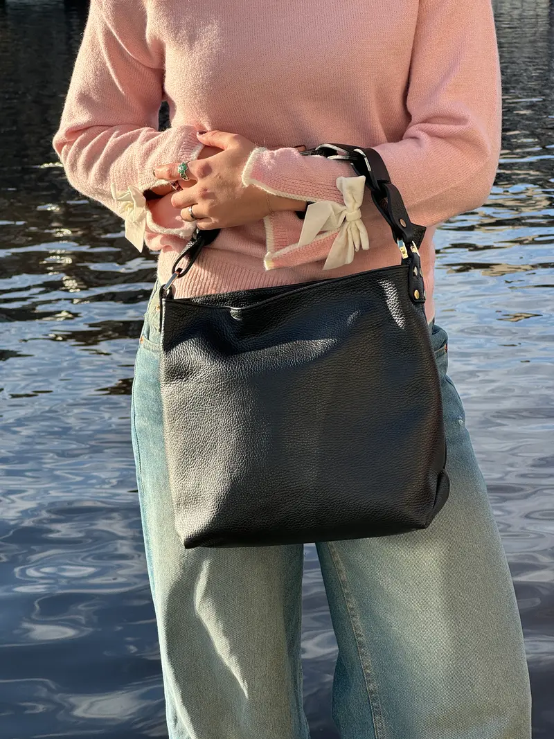 zwarte leren tas