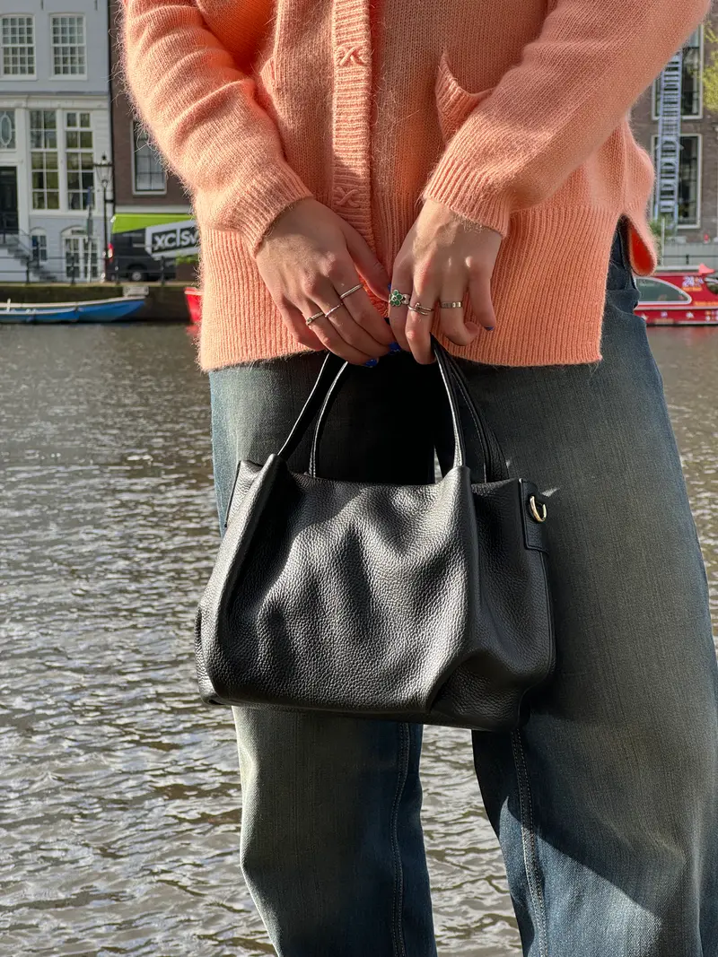 zwarte leren tas