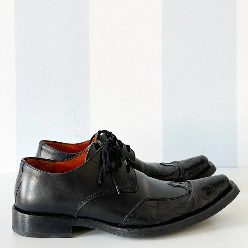 Zwarte leren veterschoenen | 39