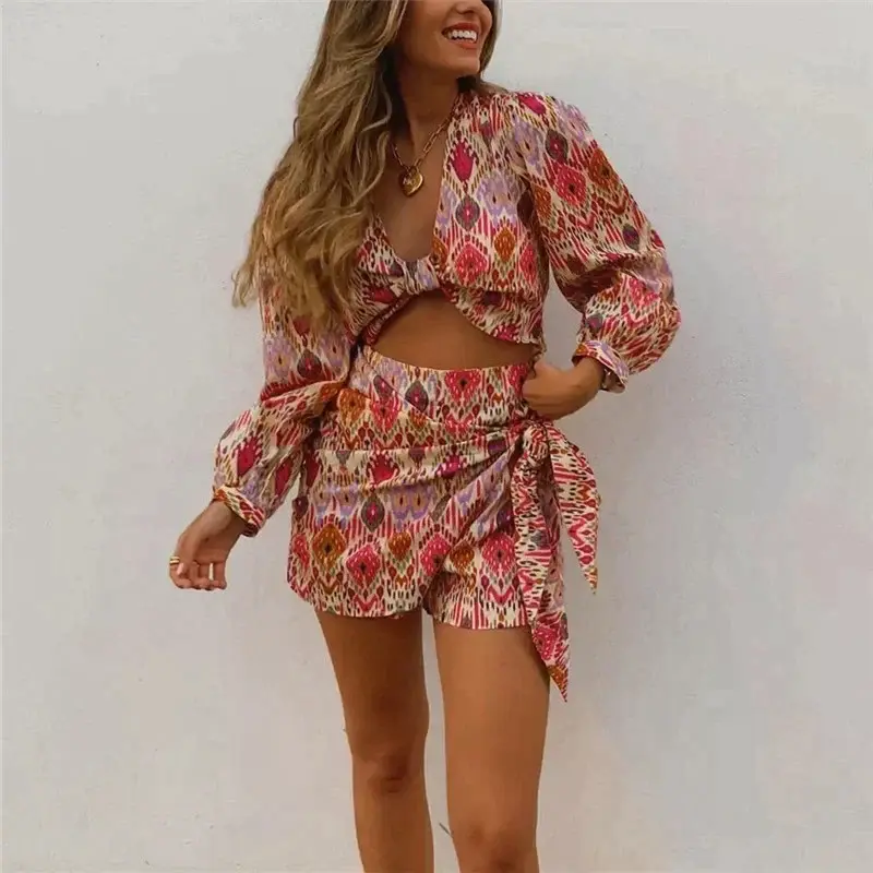 Zweiteilige Wickelrock-Set mit Bluse Damen – Lorena