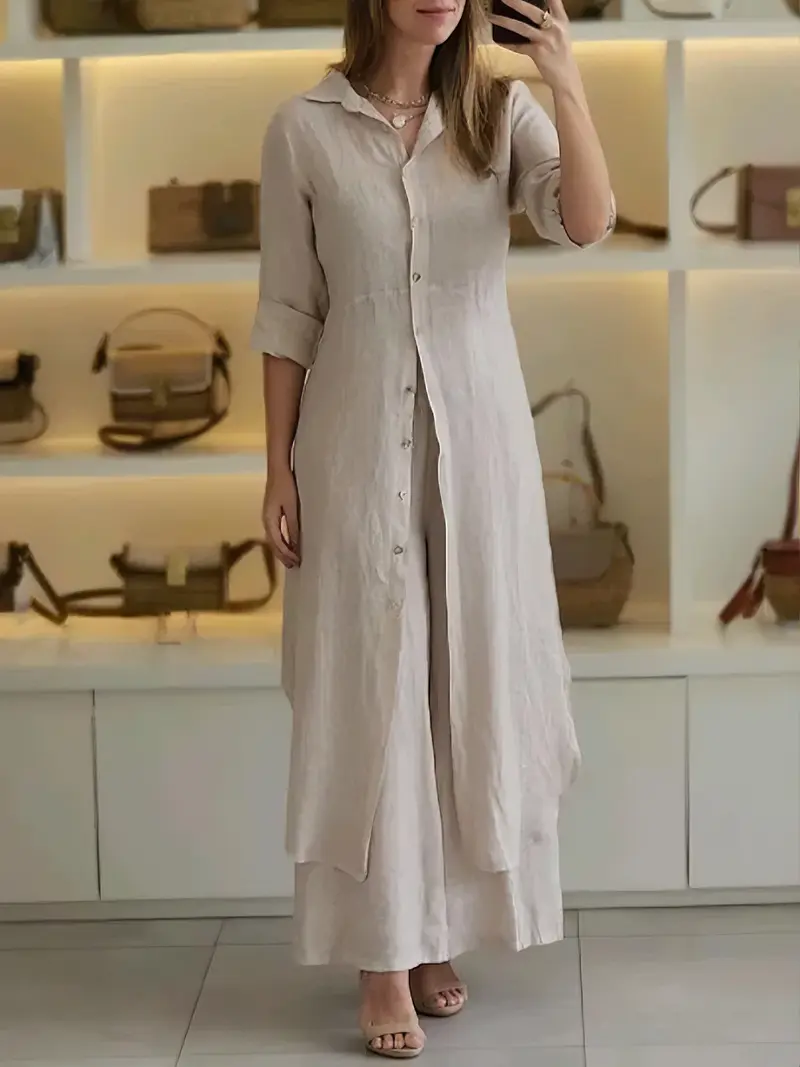 Zweiteiliges Damen Herbst Set aus Leinen – Amaya