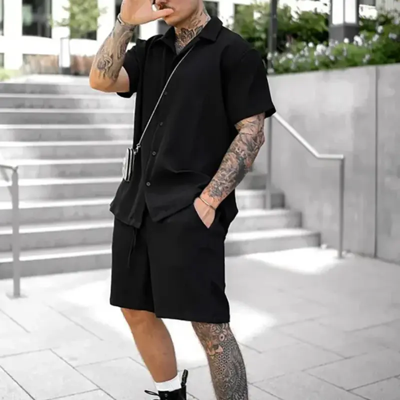 Zweiteiliges Sommer-Set für Herren mit Hemd und Shorts – Milan